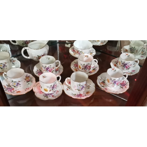 134 - Royal Crown Derby Tea Set - Derby Posies Demitasse cups and saucers (8), sugar bowl and Milk jug