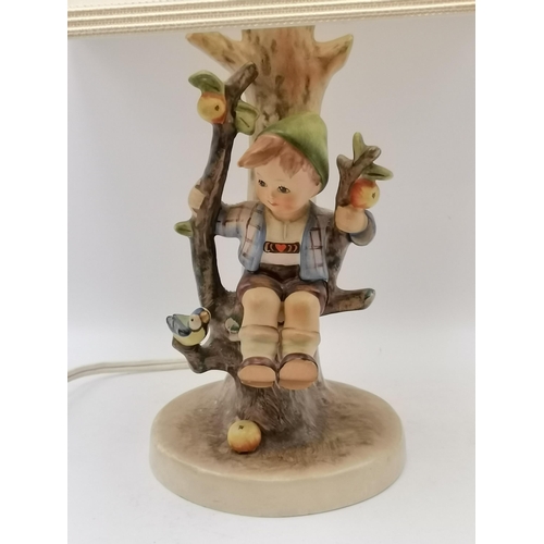 140 - Vintage Goebel figurine lamp Apple tree boy West Germany 1950s