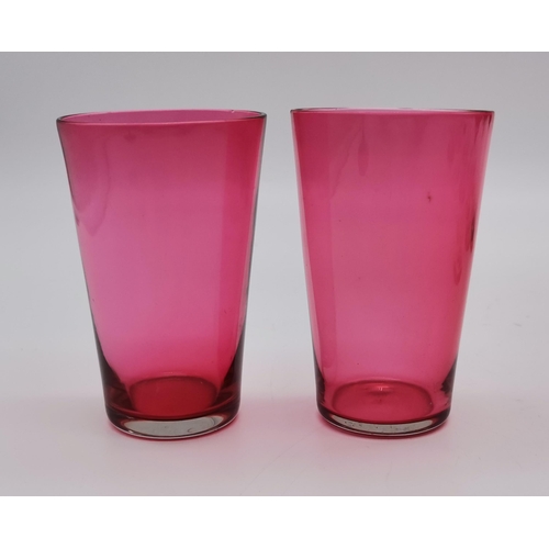 144 - A collection of Antique Red wine glasses including a water jug (a/f)