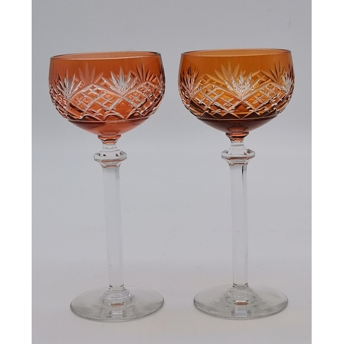 145 - six vintage coloured crystal wine glasses