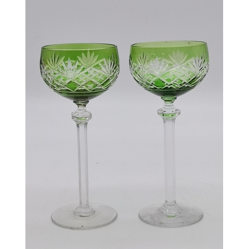 145 - six vintage coloured crystal wine glasses