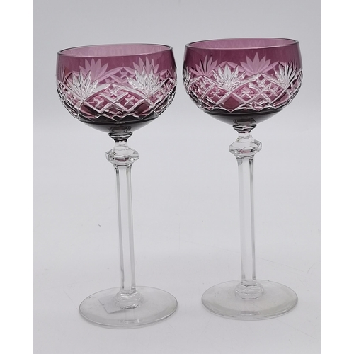 145 - six vintage coloured crystal wine glasses