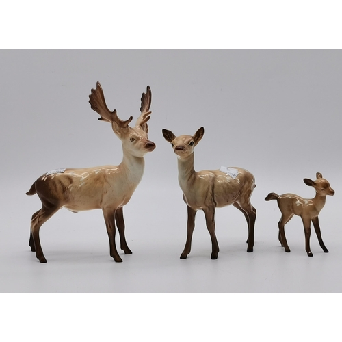 147 - Beswick Deer Family Stag, Doe and Fawn