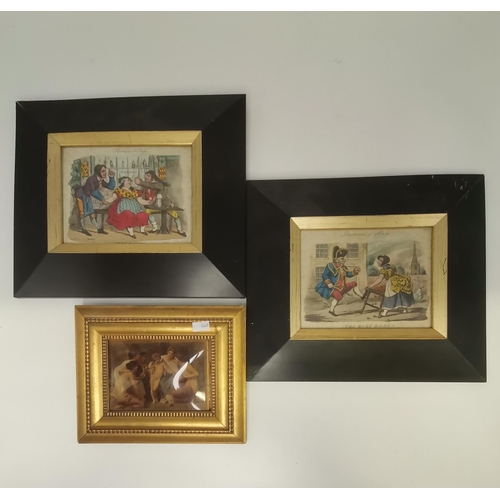 156 - Antique Crystoleum of 'The admired Cupid' plus Two early Illustrations of Play prints 'The Rivals' a... 