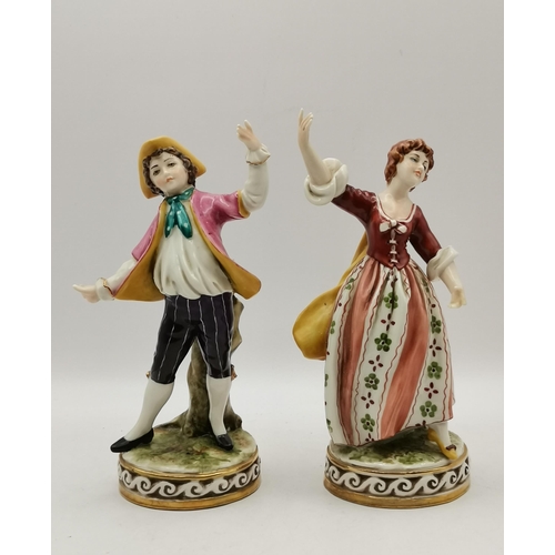 159 - x2 Dresden Porcelain figures, x2 Capo di Monte porcelain figures and Doulton 