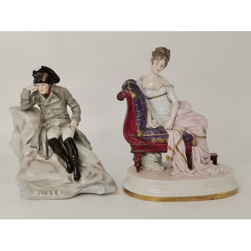 161 - German Porcelain Scheibe-Alsbach figurines of Napoleon and Josephine makers mark to base and edge