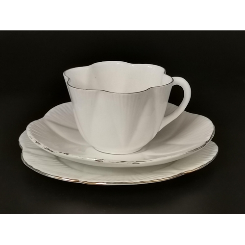 165 - Part Shelley Tea Set - 'Dainty' white 4 cups, 6 saucers, 6 side plates and a teapot