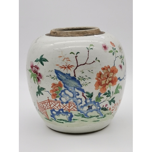 173 - Large Chinese Famille Rose Ginger Jar no lid H22cm