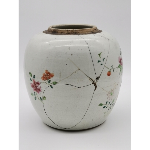 173 - Large Chinese Famille Rose Ginger Jar no lid H22cm