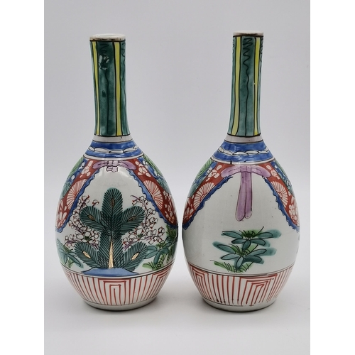 178 - Four Japanese Arita Ko Kutani Edo Period Vases H25cm and H19.5