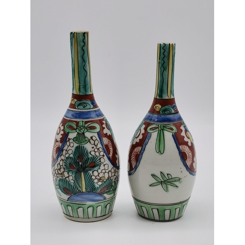 178 - Four Japanese Arita Ko Kutani Edo Period Vases H25cm and H19.5