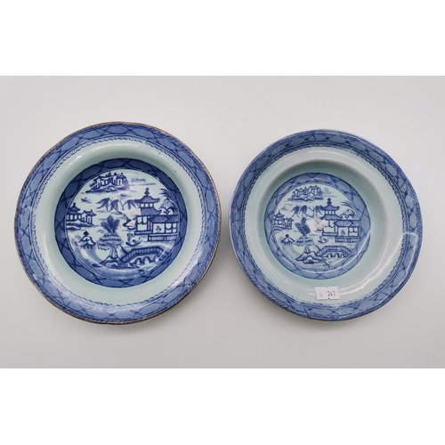 181 - A Pair of Ashworth Brothers Blue and white plates D18cm