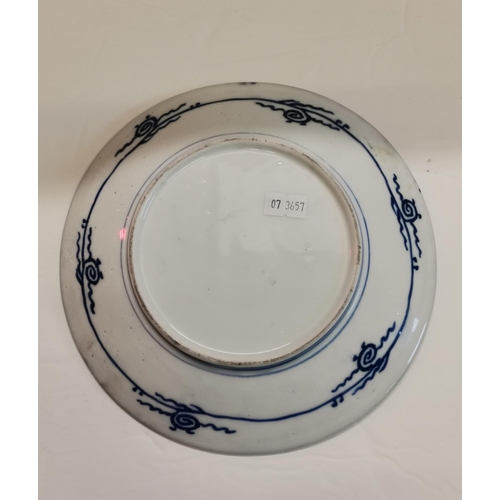 194 - Imari blue and white porcelain plate with dragon decoration D20cm