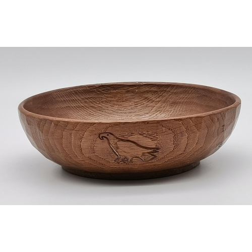 203 - Albert Jeffray, an Eagleman oak fruit bowl, lightly adzed all over, with recessed carved eagle signa... 