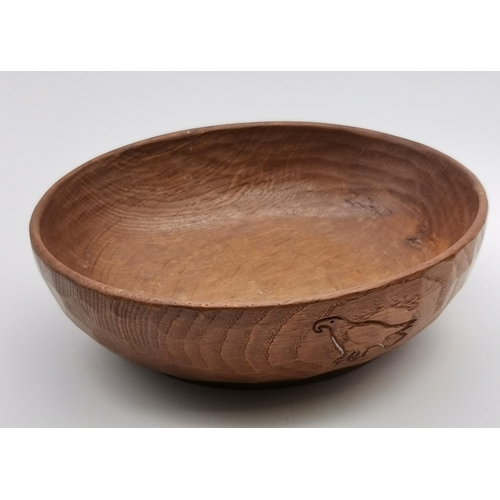 203 - Albert Jeffray, an Eagleman oak fruit bowl, lightly adzed all over, with recessed carved eagle signa... 