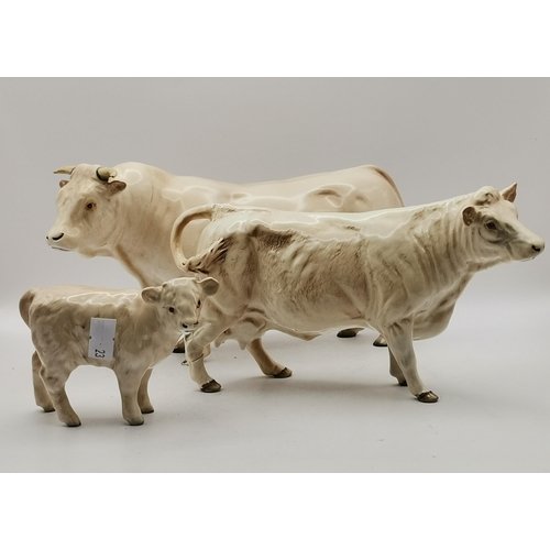 219 - Beswick Charolais Bull, Cow and Calf