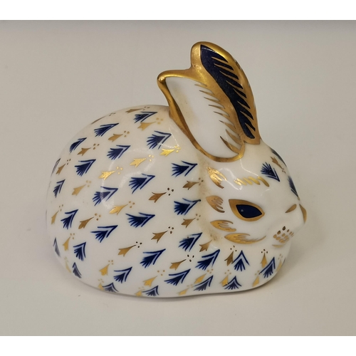 223 - Royal Crown Derby Paperweight  - Rabbit with gold stopper 8cm x 8cm