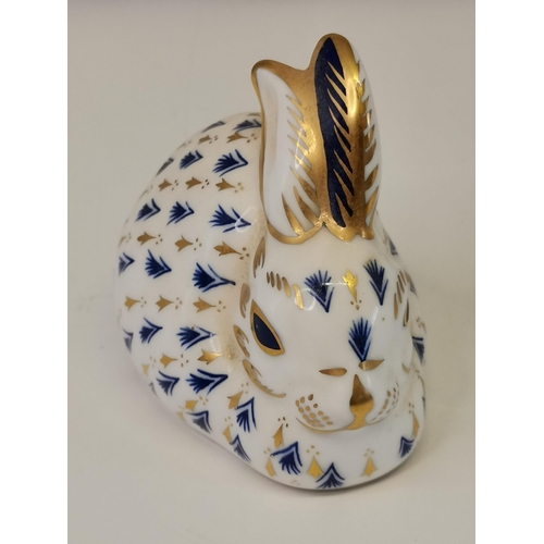 223 - Royal Crown Derby Paperweight  - Rabbit with gold stopper 8cm x 8cm