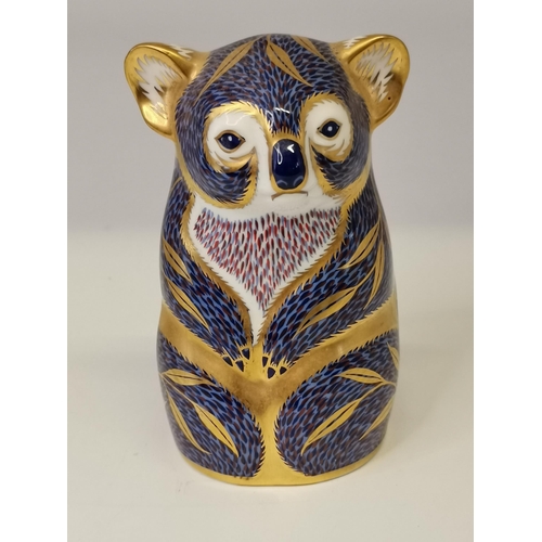 225 - Royal Crown Derby Paperweight - Koala Bear with gold stopper H11.5cm