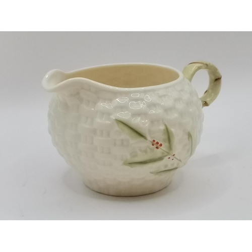 229 - Belleek enchanted Holly Creamer and sugar bowl