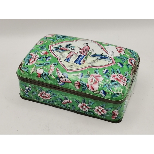 236 - Hand Painted Cloisonné lidded box 12cm x 9cm