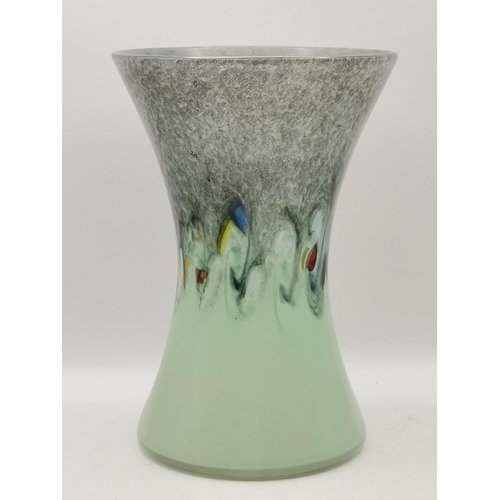 241 - Strathearn green mottled art glass vase 20cm height plus Murano style glass dish / ashtray 22cm leng... 