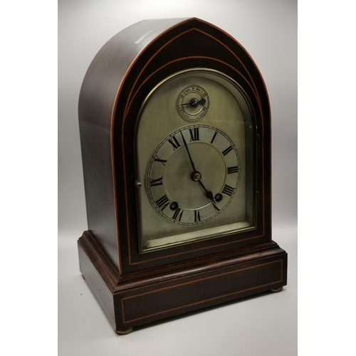 41 - Edwardian arched top mantel clock with key 33cm height