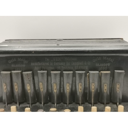 53 - The 'Gem' Melodeon, Gold Medal, Glasgow 1890 - manufactured in Germany for Campbell & Co.  Approx. 2... 