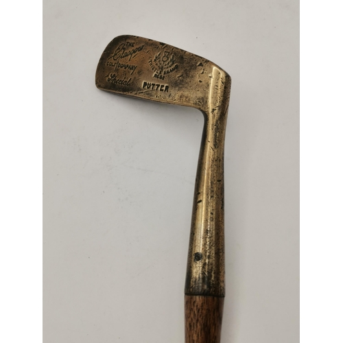 61 - 'The Glasgow Golf Company' Special putter, Thistle Brand. 89cm long