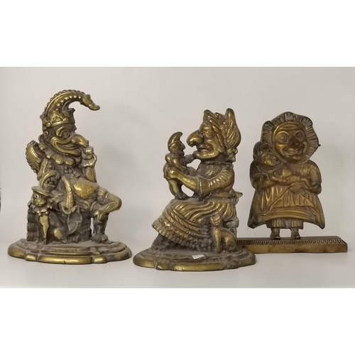 67 - Three Punch & Judy character brass door porters. (3) Tallest 30.5cm