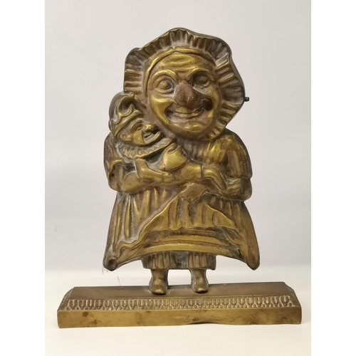 67 - Three Punch & Judy character brass door porters. (3) Tallest 30.5cm