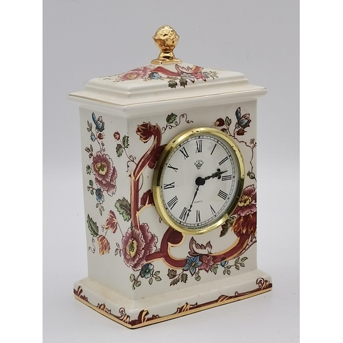 81 - Mason Mantel Clock in Mandalay Red H21.5cm plus Mason Ironstone Imperial Mantel Clock Penang pattern... 