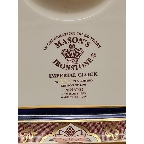 81 - Mason Mantel Clock in Mandalay Red H21.5cm plus Mason Ironstone Imperial Mantel Clock Penang pattern... 