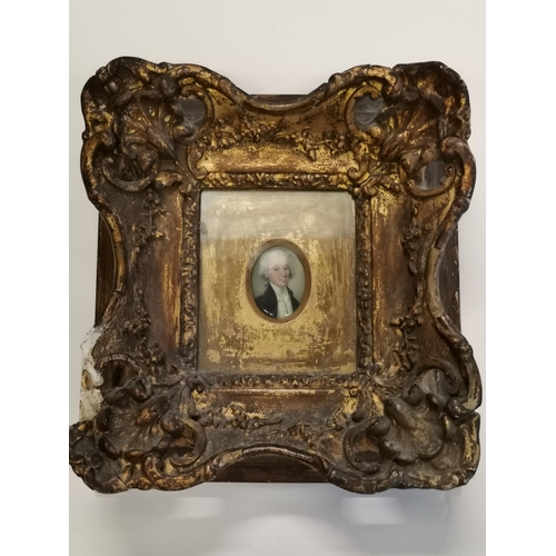 85 - Early Gilt frame with portrait plaque miniature