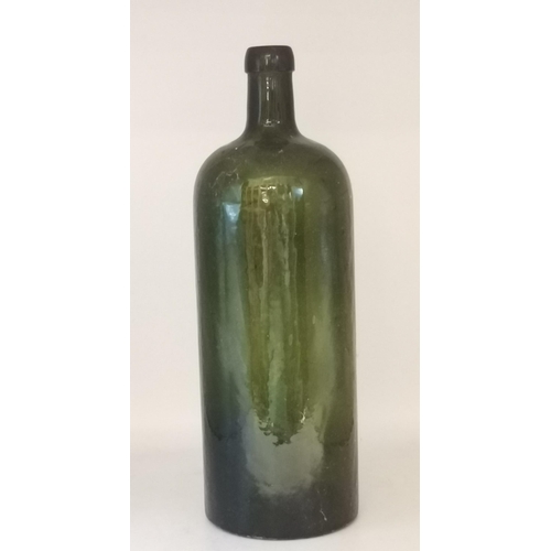 89 - Four Antique Continental dark Green Glass Bottles, some marked on base