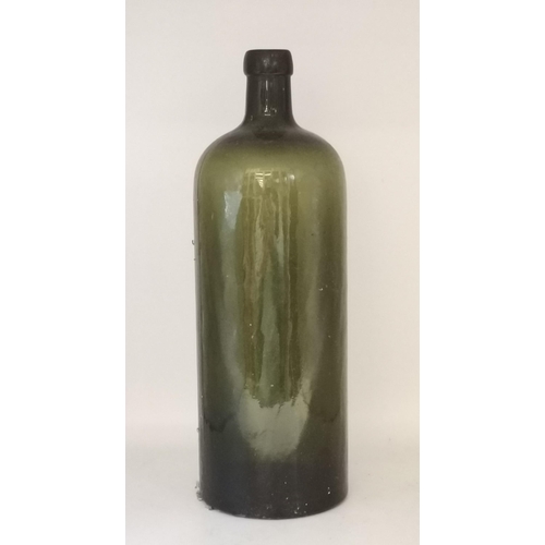 89 - Four Antique Continental dark Green Glass Bottles, some marked on base