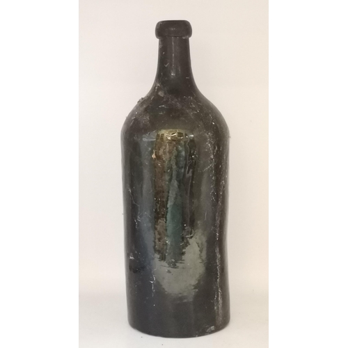 89 - Four Antique Continental dark Green Glass Bottles, some marked on base