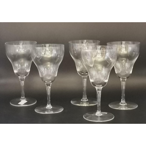 90 - Vintage wine glasses (5) and claret jug