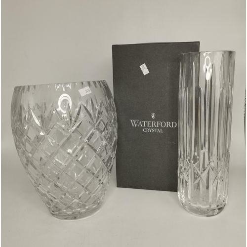 91 - Two Waterford Crystal Vases one with box H31cm and H26cm