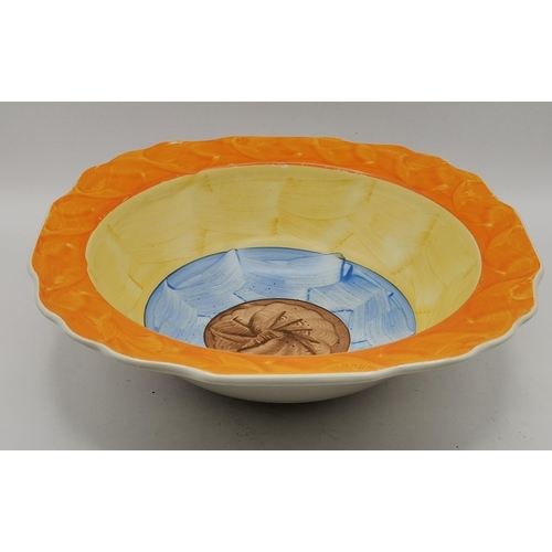 99 - Two Myott hand painted Art Deco Fruit/Salad bowl with Scalloped rim H6.5cm x D23cm,and H9cm x D20cm ... 