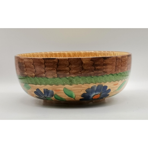 99 - Two Myott hand painted Art Deco Fruit/Salad bowl with Scalloped rim H6.5cm x D23cm,and H9cm x D20cm ... 