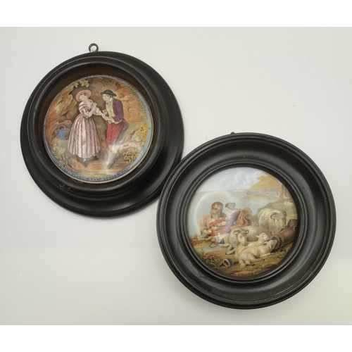 259 - A collection of thirteen Prattware pot lids, framed, including 'The Cavalier', 'Sandringham, The Sea... 