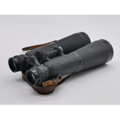 268 - A WWII pair of German military Hensoldt Wetzlar binoculars, Nacht-Dialyt 8x56, with leather neck str... 