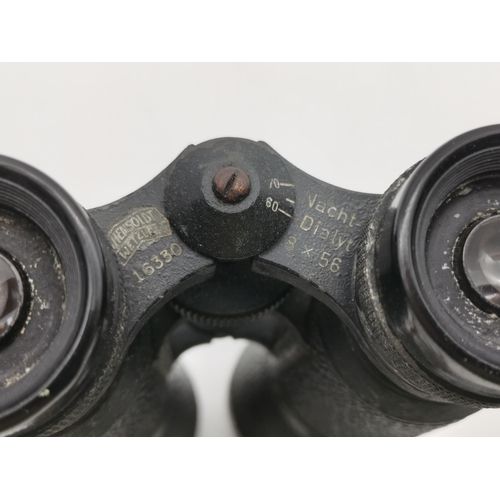 268 - A WWII pair of German military Hensoldt Wetzlar binoculars, Nacht-Dialyt 8x56, with leather neck str... 