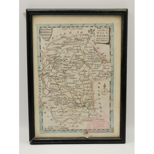 278 - Three antique miniature hand-coloured maps, of Yorkshire, Cornwall, and Wiltshire, each framed. (3) ... 