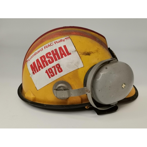 286 - A vintage yellow Protector Tuff Master hard hat with ear protection, with British Petroleum Tanker o... 