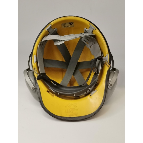 286 - A vintage yellow Protector Tuff Master hard hat with ear protection, with British Petroleum Tanker o... 