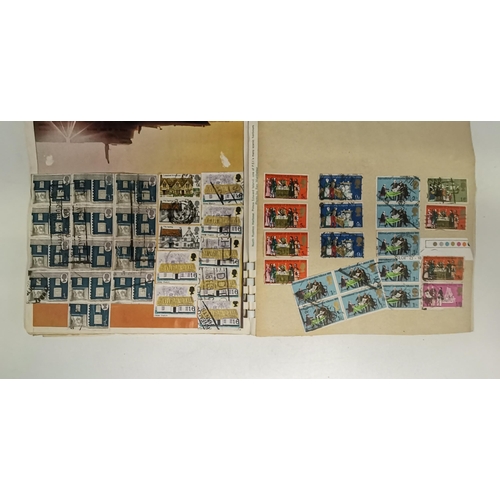 290 - Stamps: An assortment of sheets, albums, First Day Covers, postcards, etc. (One box)