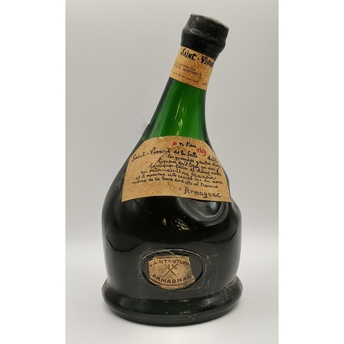 302 - A bottle of armagnac, Saint-Vivant de la Salle, c.1950s, in a shaped bottle with tilted neck, sole d... 