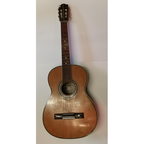 330 - A vintage rosewood banjo plus a Rafael Calace folk classical guitar with mother of pearl inlay, Spru... 